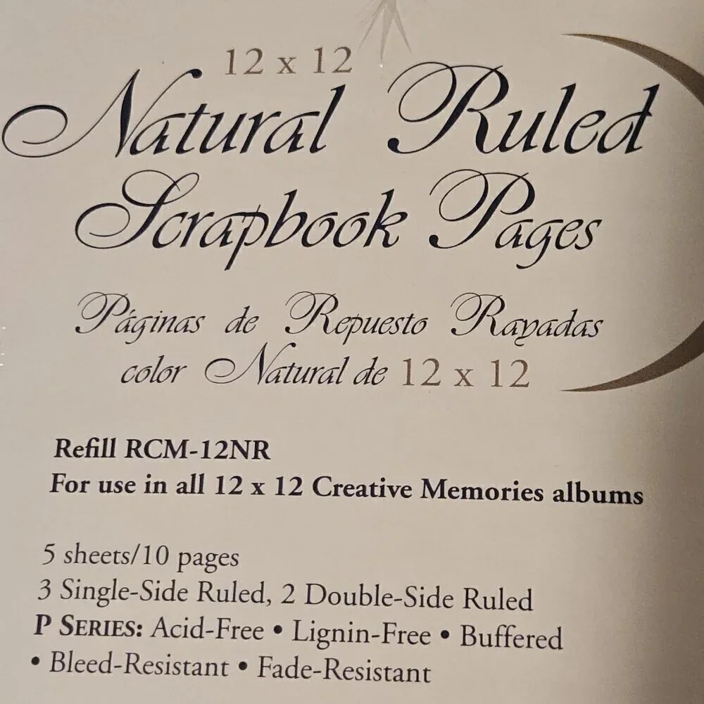 Creative Memories 12x12 Natural Ruled Pages Refills 5 Pages Brand New Sealed